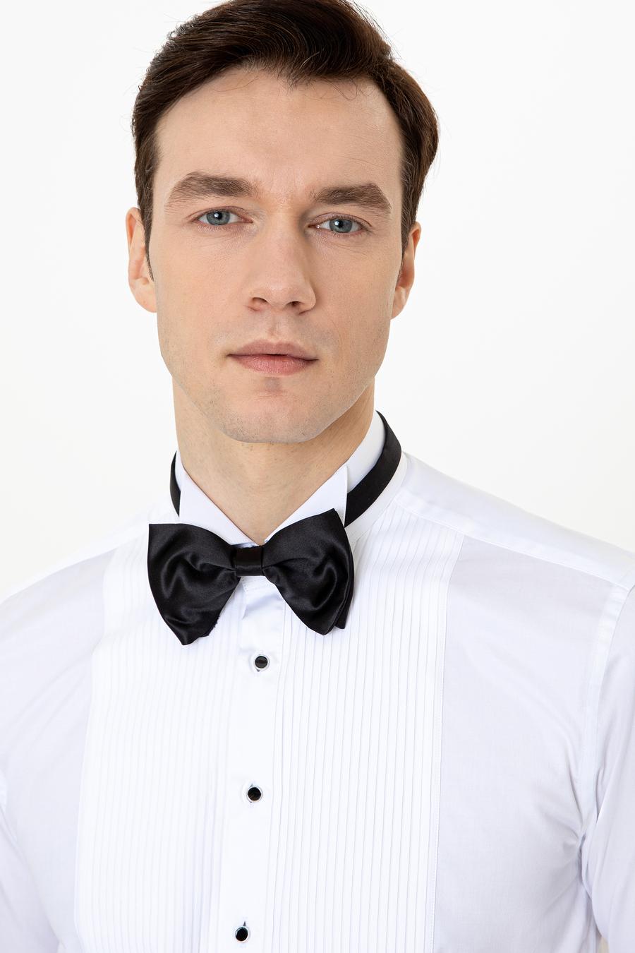 Beyaz Slim Fit Smokin Gömlek - 50251046004