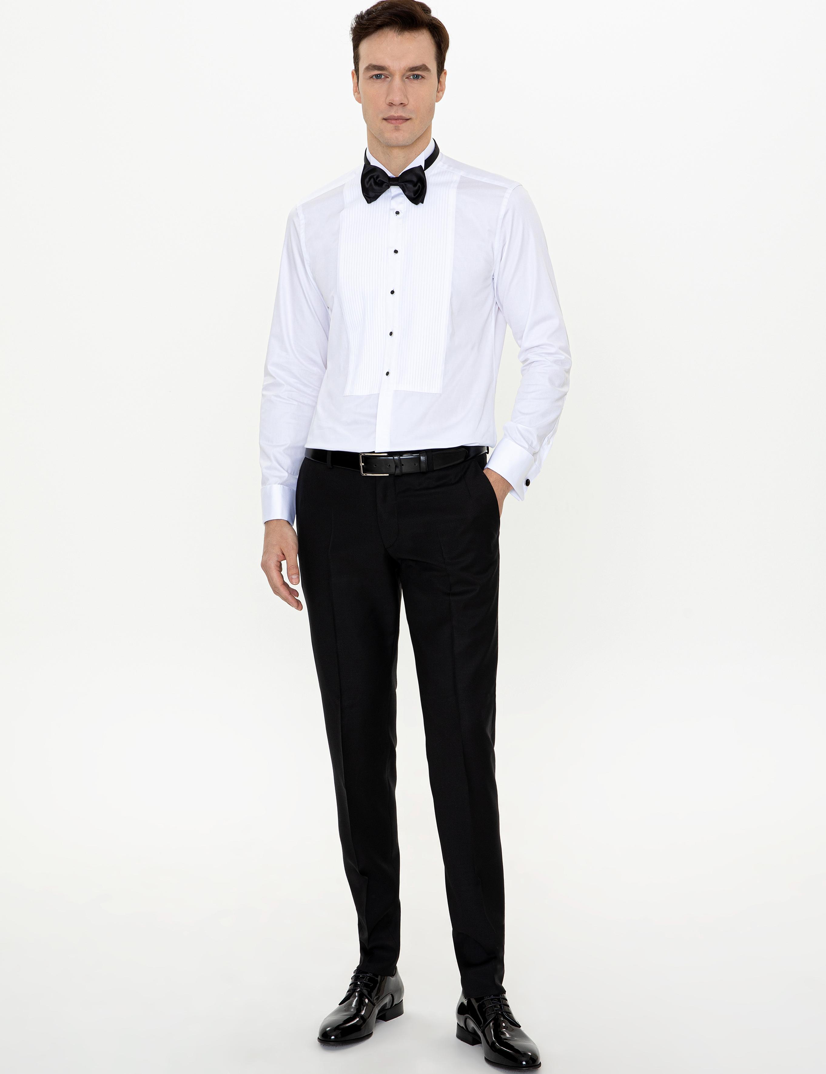 Beyaz Slim Fit Smokin Gömlek - 50251046004