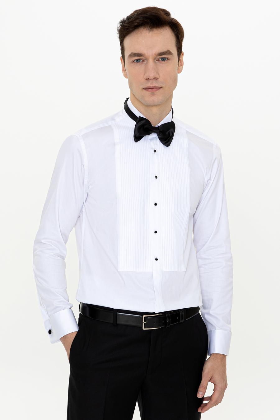 Beyaz Slim Fit Smokin Gömlek - 50251046004