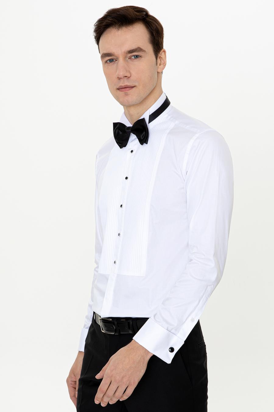 Beyaz Slim Fit Smokin Gömlek - 50251046004