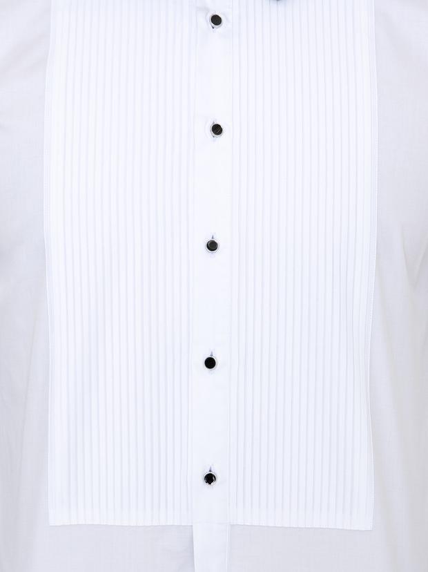 Beyaz Slim Fit Smokin Gömlek