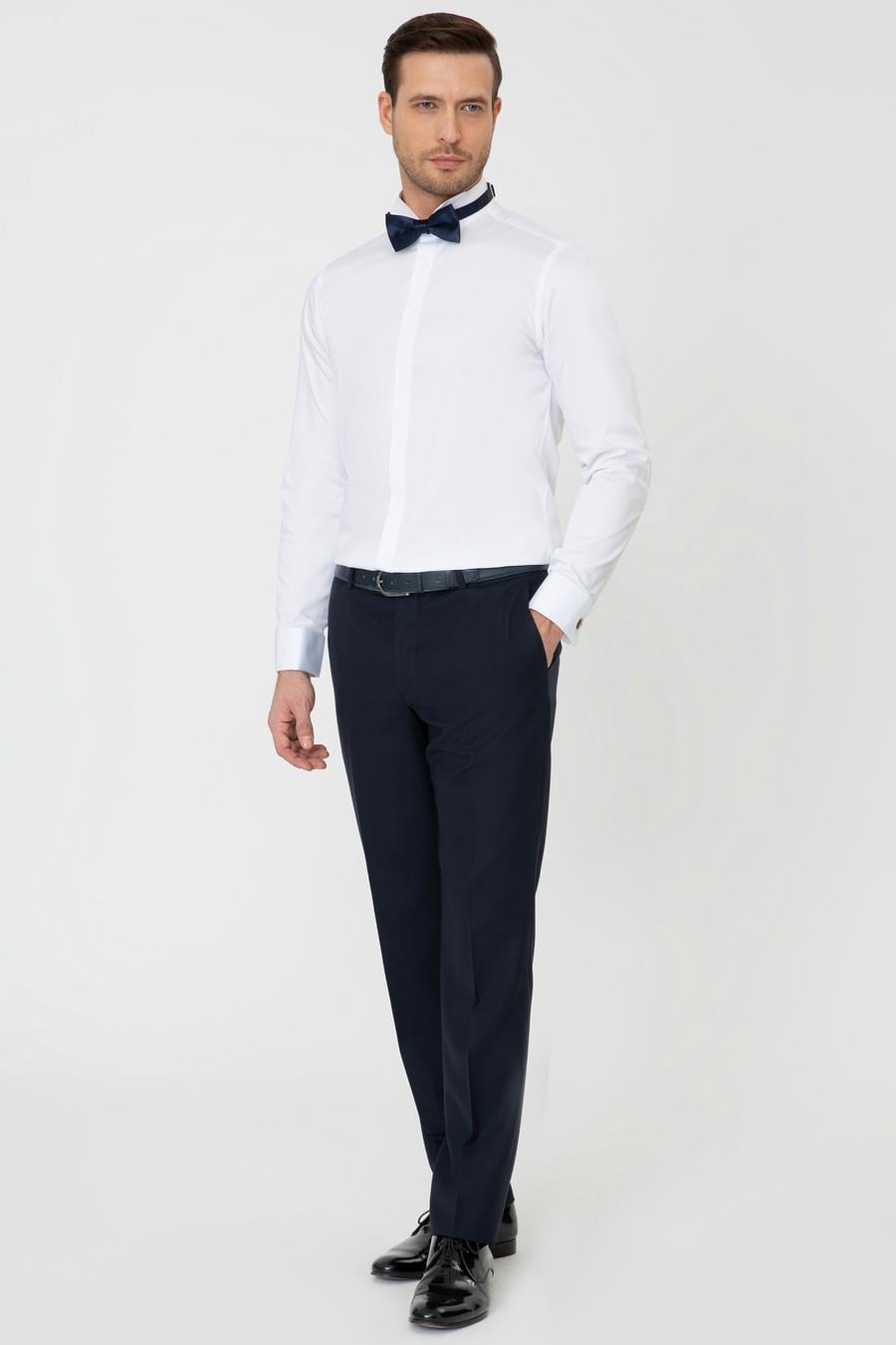 Beyaz Slim Fit Smokin Gömlek - 50252691012