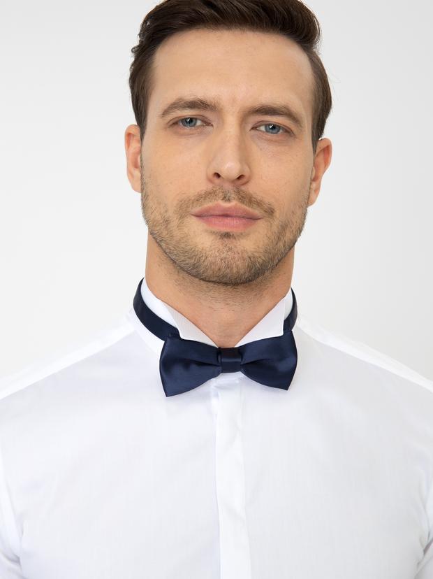 Beyaz Slim Fit Smokin Gömlek