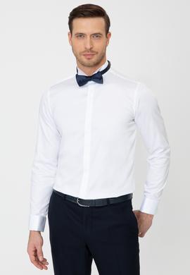 Beyaz Slim Fit Smokin Gömlek