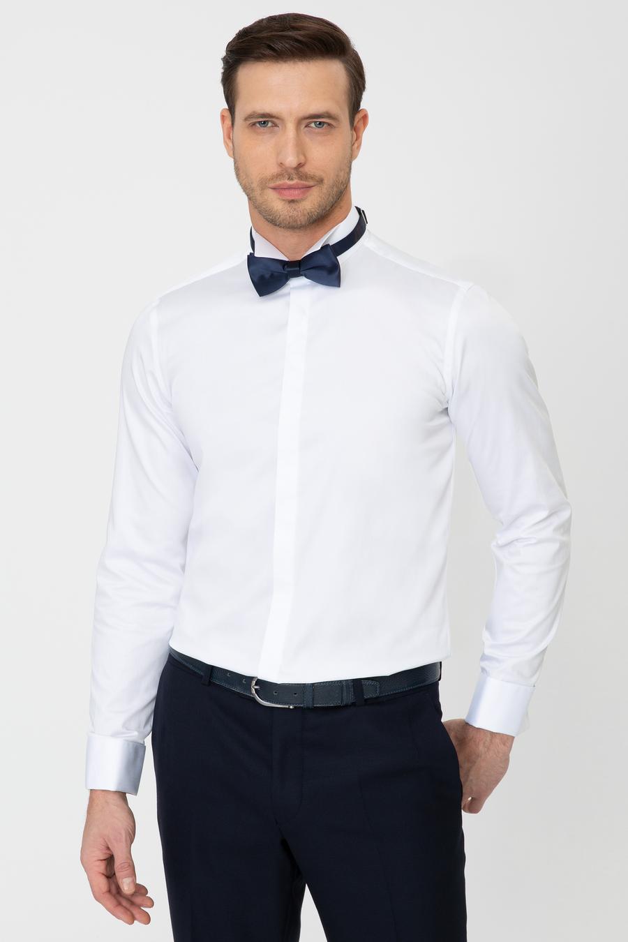 Beyaz Slim Fit Smokin Gömlek - 50252691012