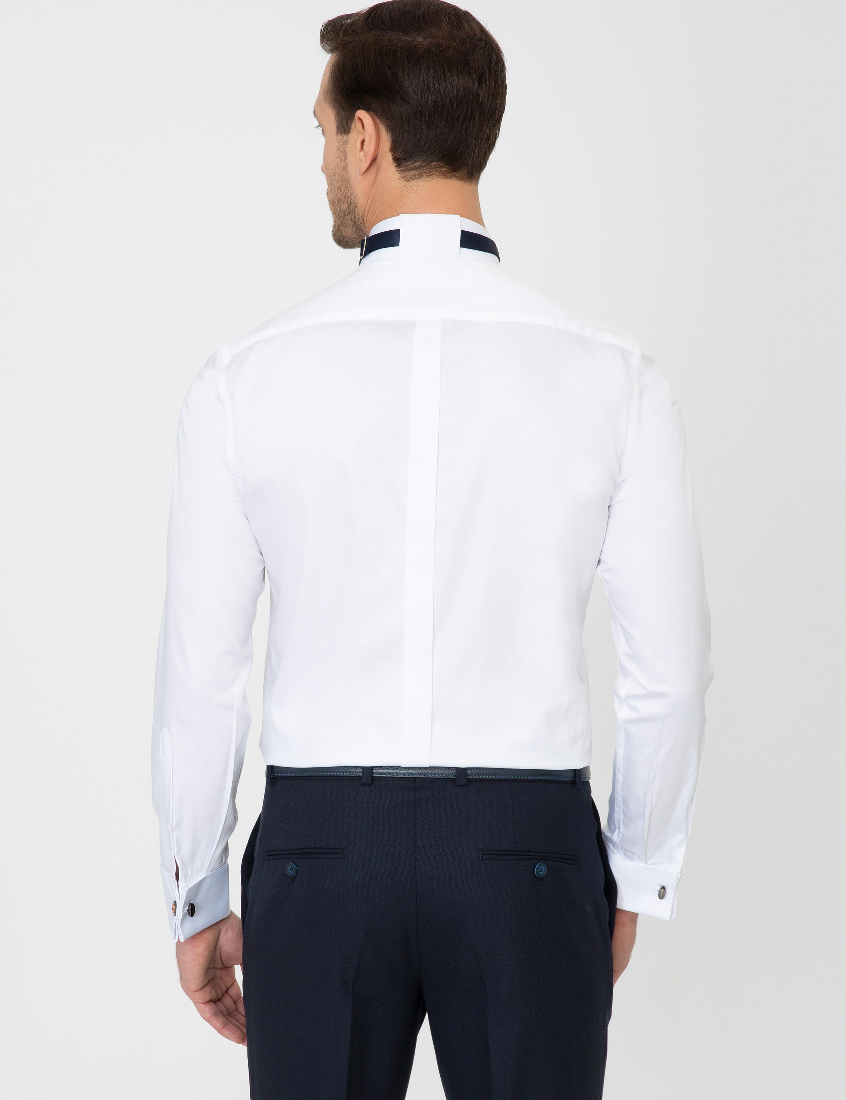 Beyaz Slim Fit Smokin Gömlek - 50252691012