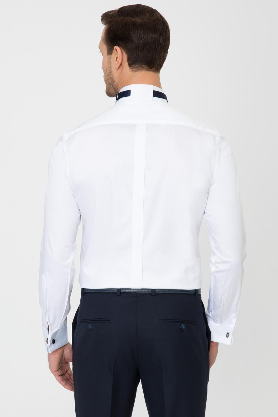 Beyaz Slim Fit Smokin Gömlek - 50252691012