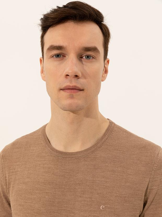 Camel Slim Fit Bisiklet Yaka Basic Triko Kazak