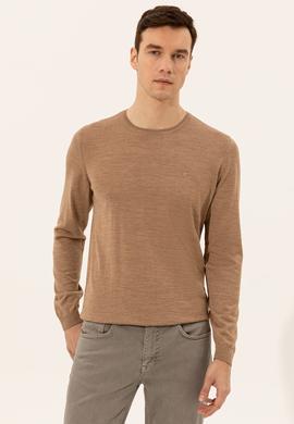 Camel Slim Fit Bisiklet Yaka Basic Triko Kazak