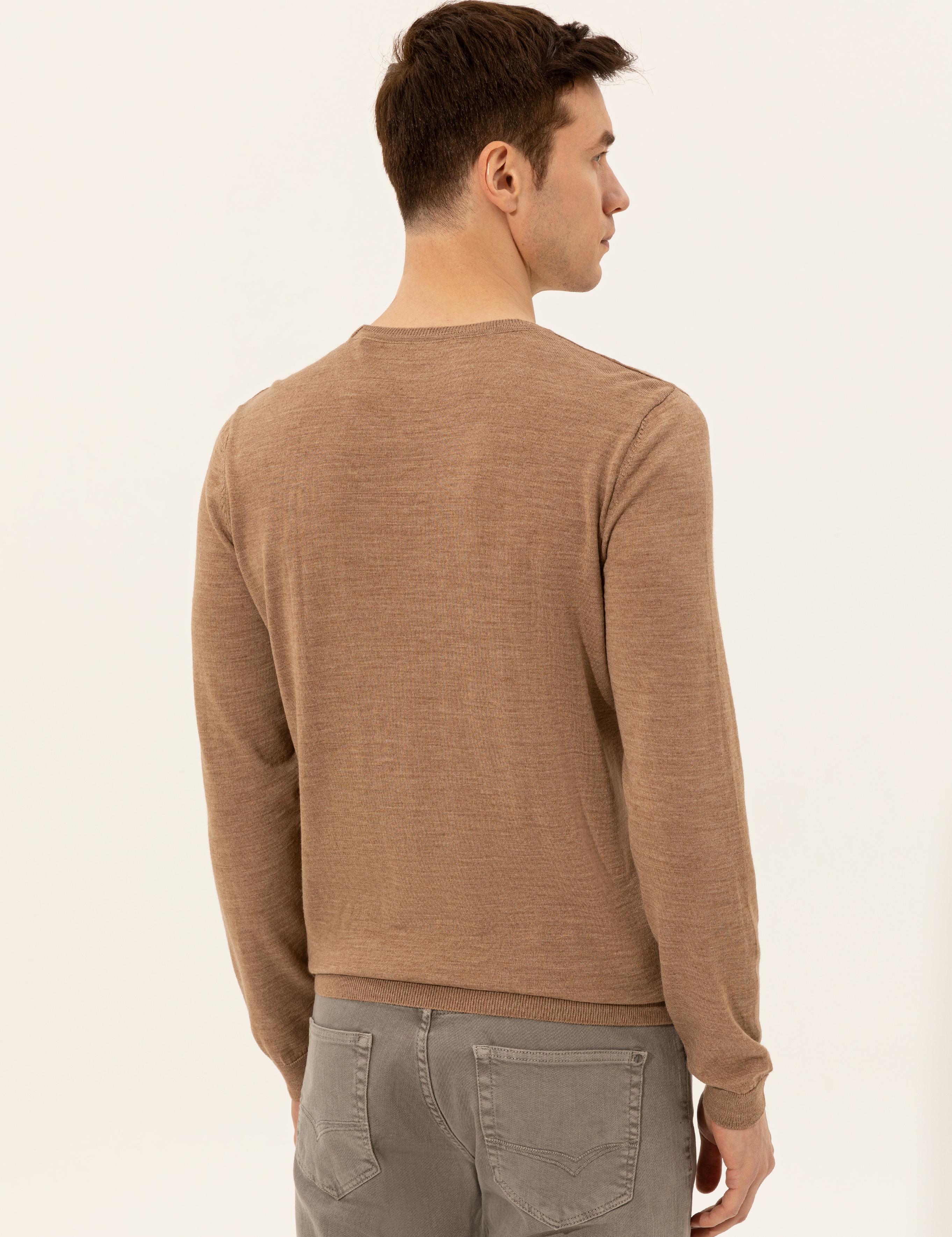 Camel Slim Fit Bisiklet Yaka Basic Triko Kazak - 50237038077