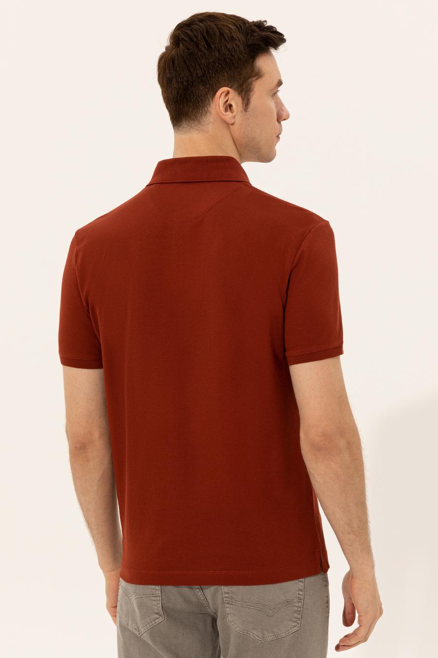Kiremit Polo Yaka Slim Fit Basic Merserize T-shirt - 50250172001