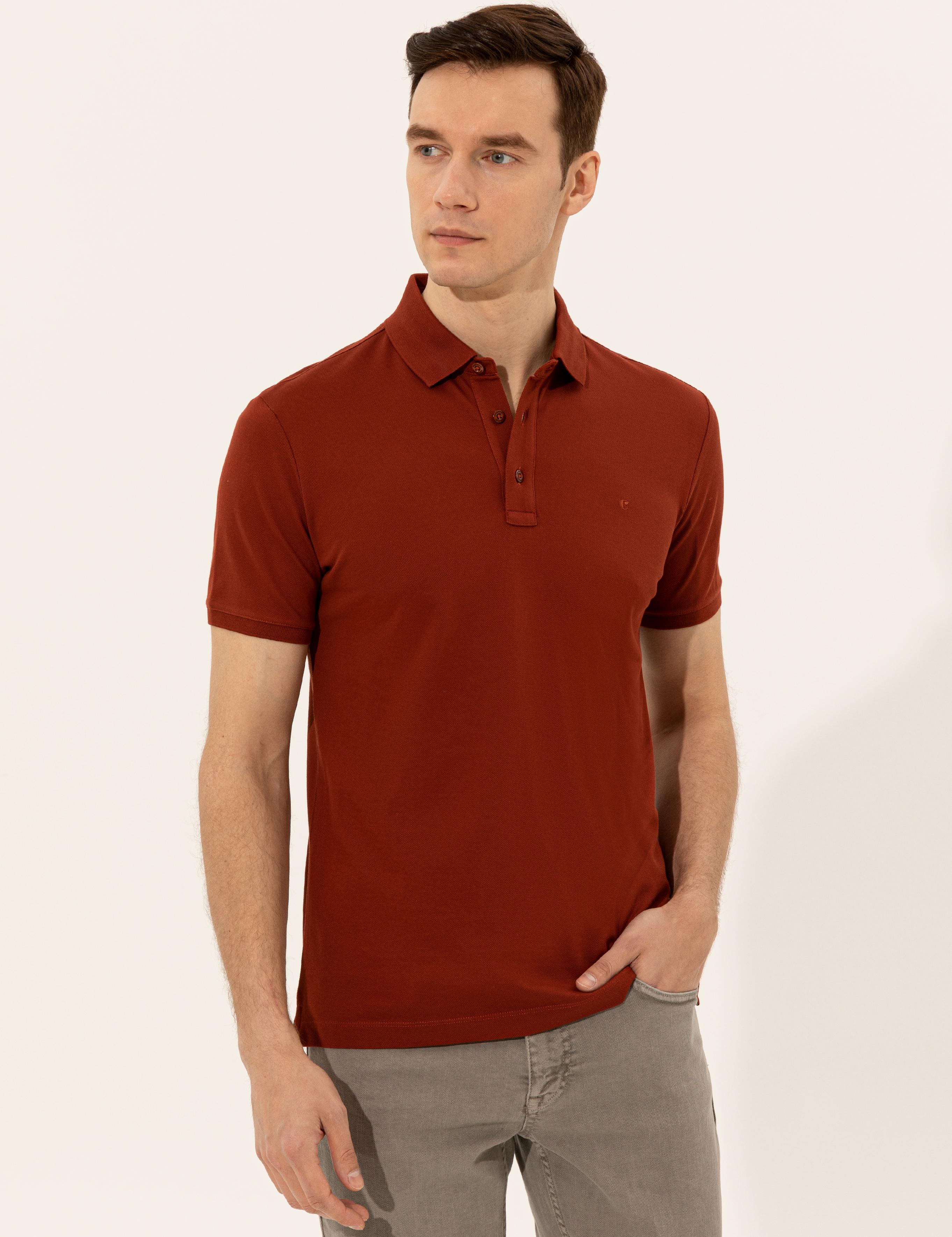 Kiremit Polo Yaka Slim Fit Basic Merserize T-shirt - 50250172001