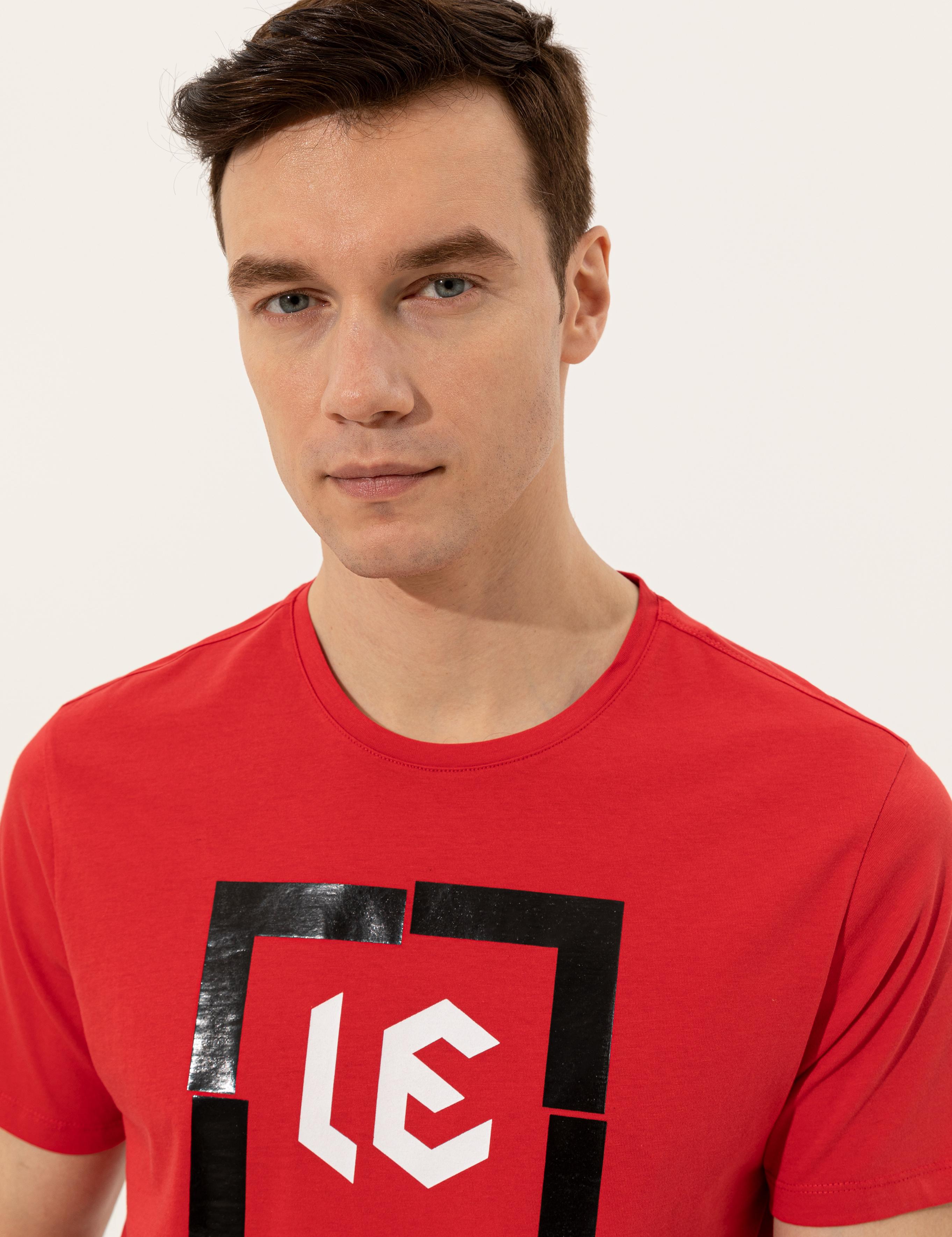 Kırmızı Bisiklet Yaka Slim Fit T-Shirt - 50247638032