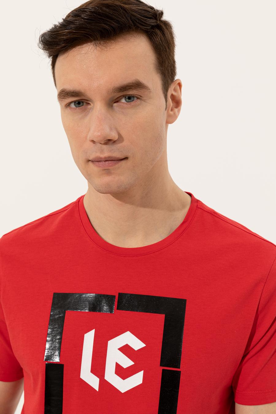 Kırmızı Bisiklet Yaka Slim Fit T-Shirt - 50247638032