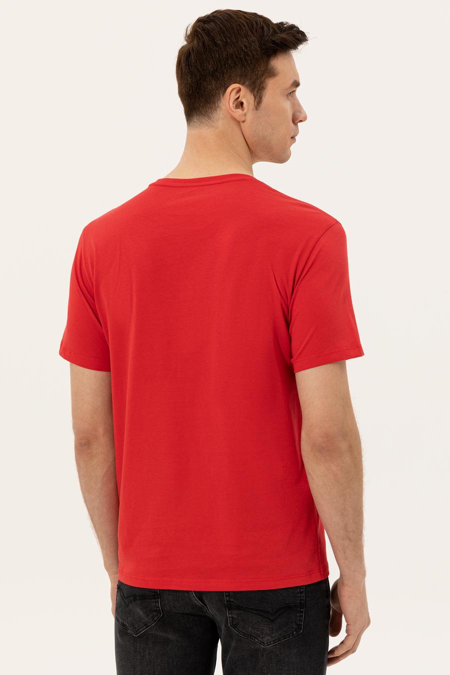 Kırmızı Bisiklet Yaka Slim Fit T-Shirt - 50247638032