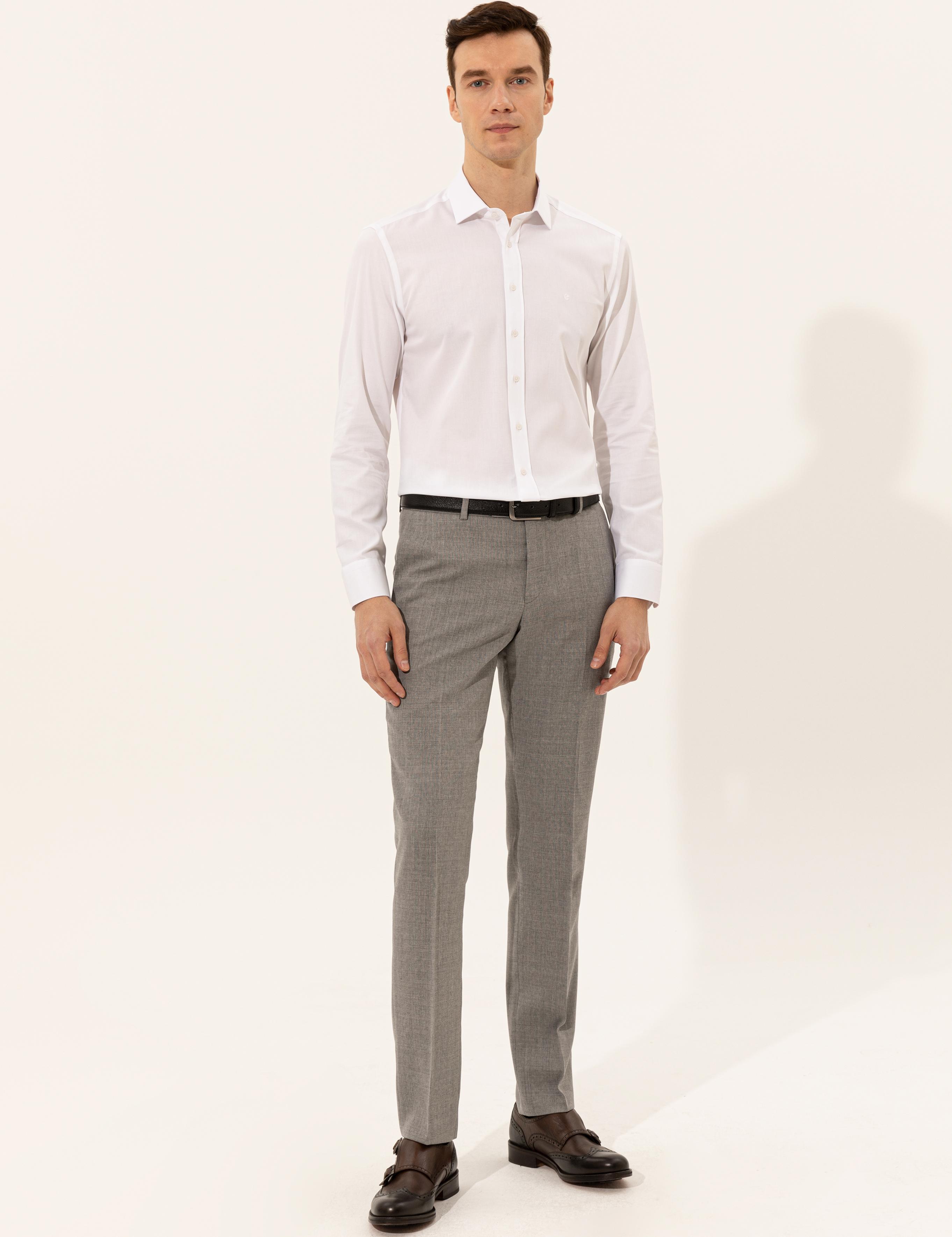 Beyaz Slim Fit Uzun Kollu Basic Gömlek - 50250818011