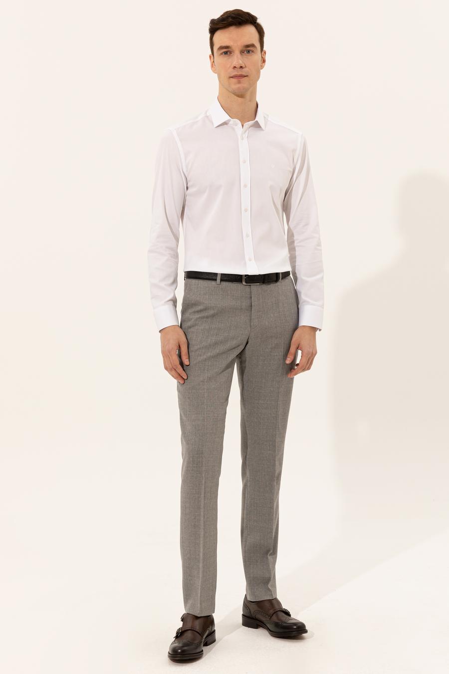 Beyaz Slim Fit Uzun Kollu Basic Gömlek - 50250818011