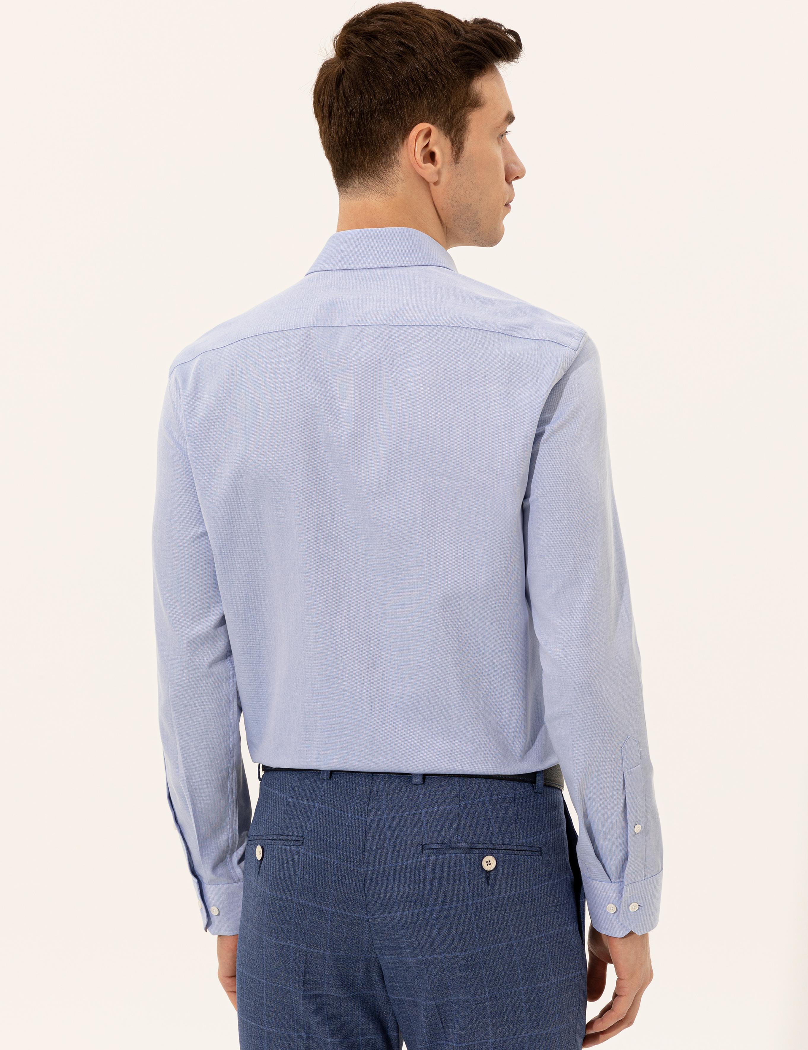 Açık Mavi Slim Fit Uzun Kollu Basic Gömlek - 50250818022