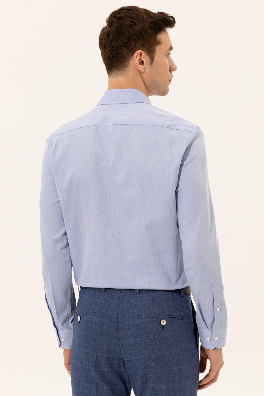 Açık Mavi Slim Fit Uzun Kollu Basic Gömlek - 50250818022
