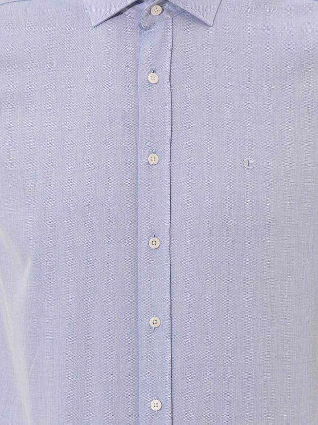 Açık Mavi Slim Fit Uzun Kollu Basic Gömlek