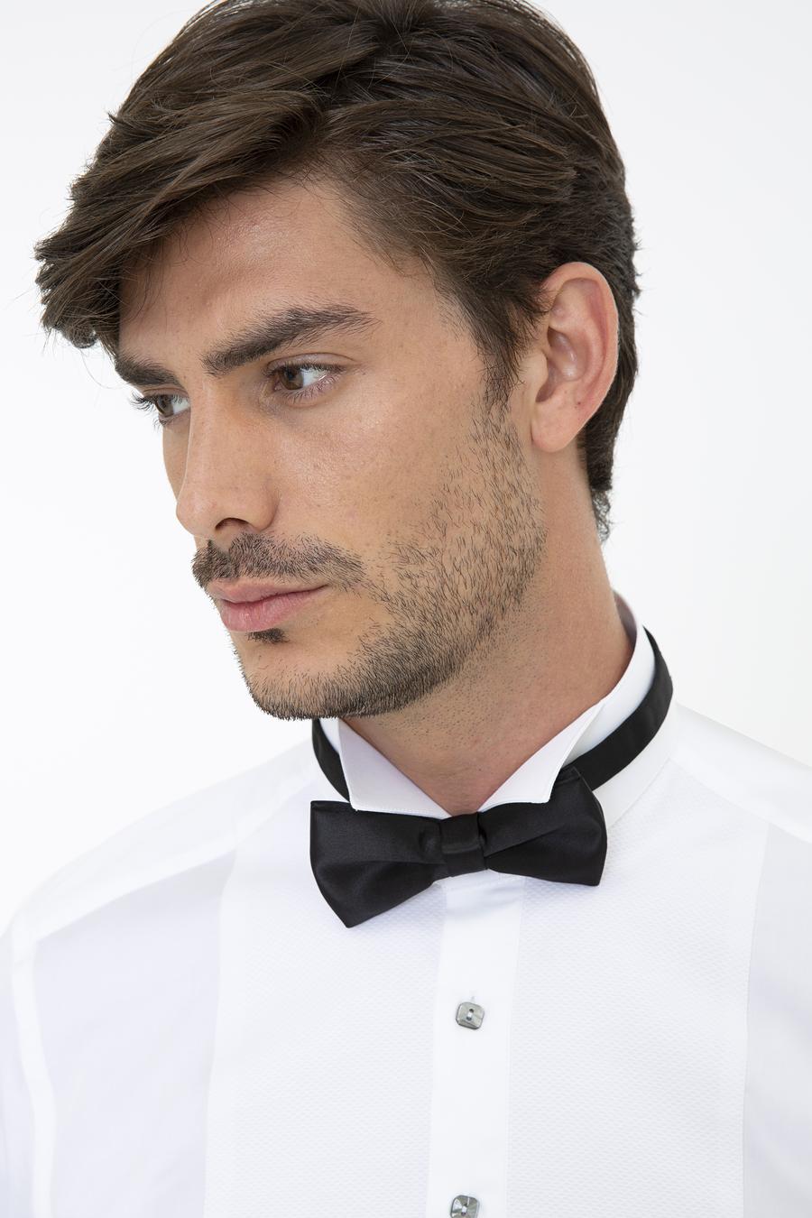 Beyaz Slim Fit Smokin Gömlek - 50235518010