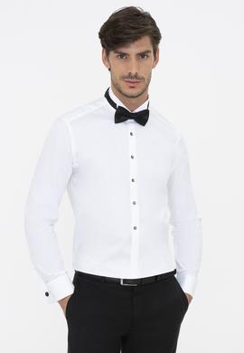 Beyaz Slim Fit Smokin Gömlek