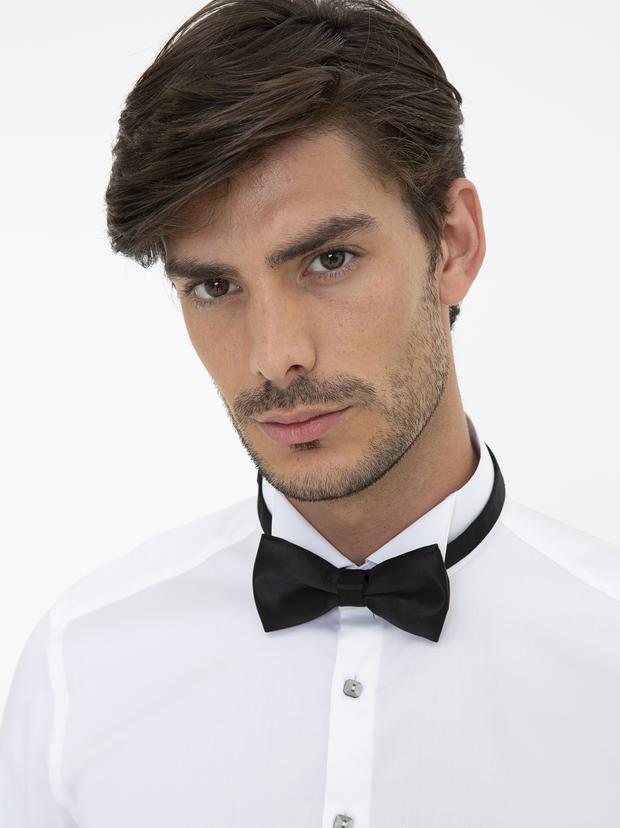Beyaz Slim Fit Smokin Gömlek