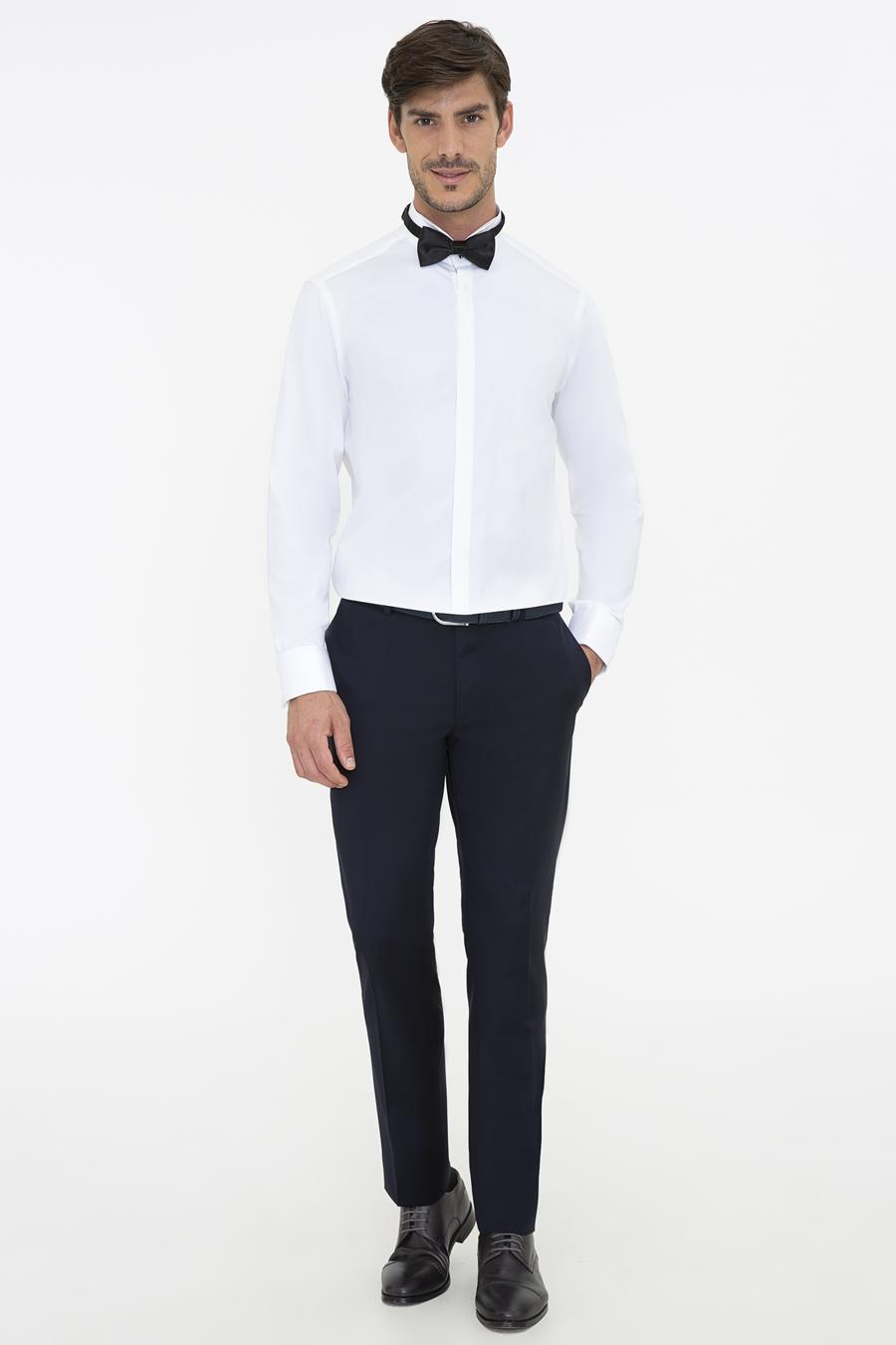 Beyaz Slim Fit Smokin Gömlek - 50235551007