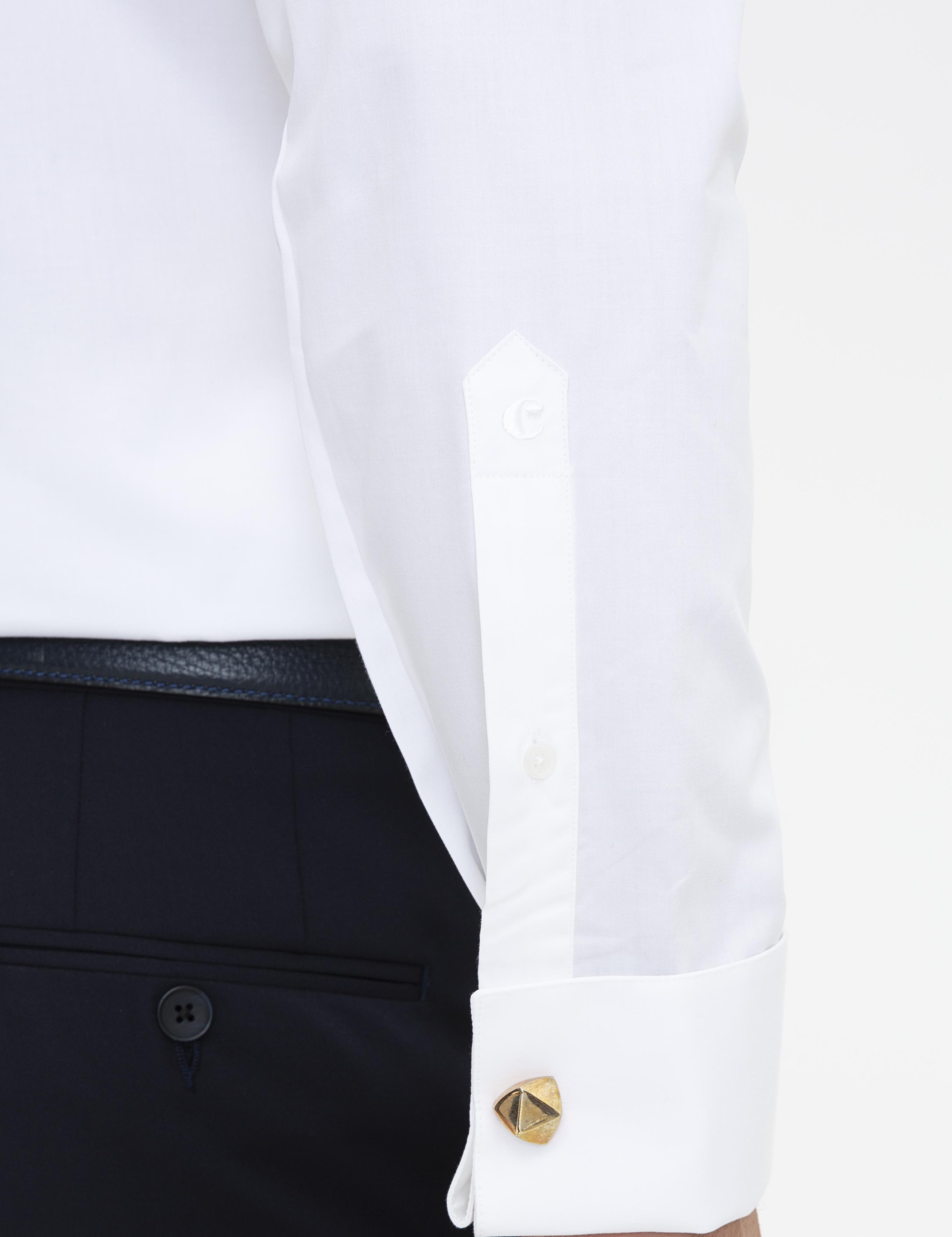 Beyaz Slim Fit Smokin Gömlek - 50235551007