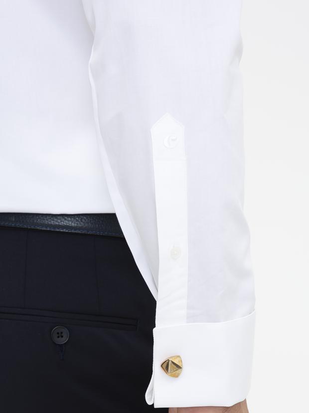 Beyaz Slim Fit Smokin Gömlek