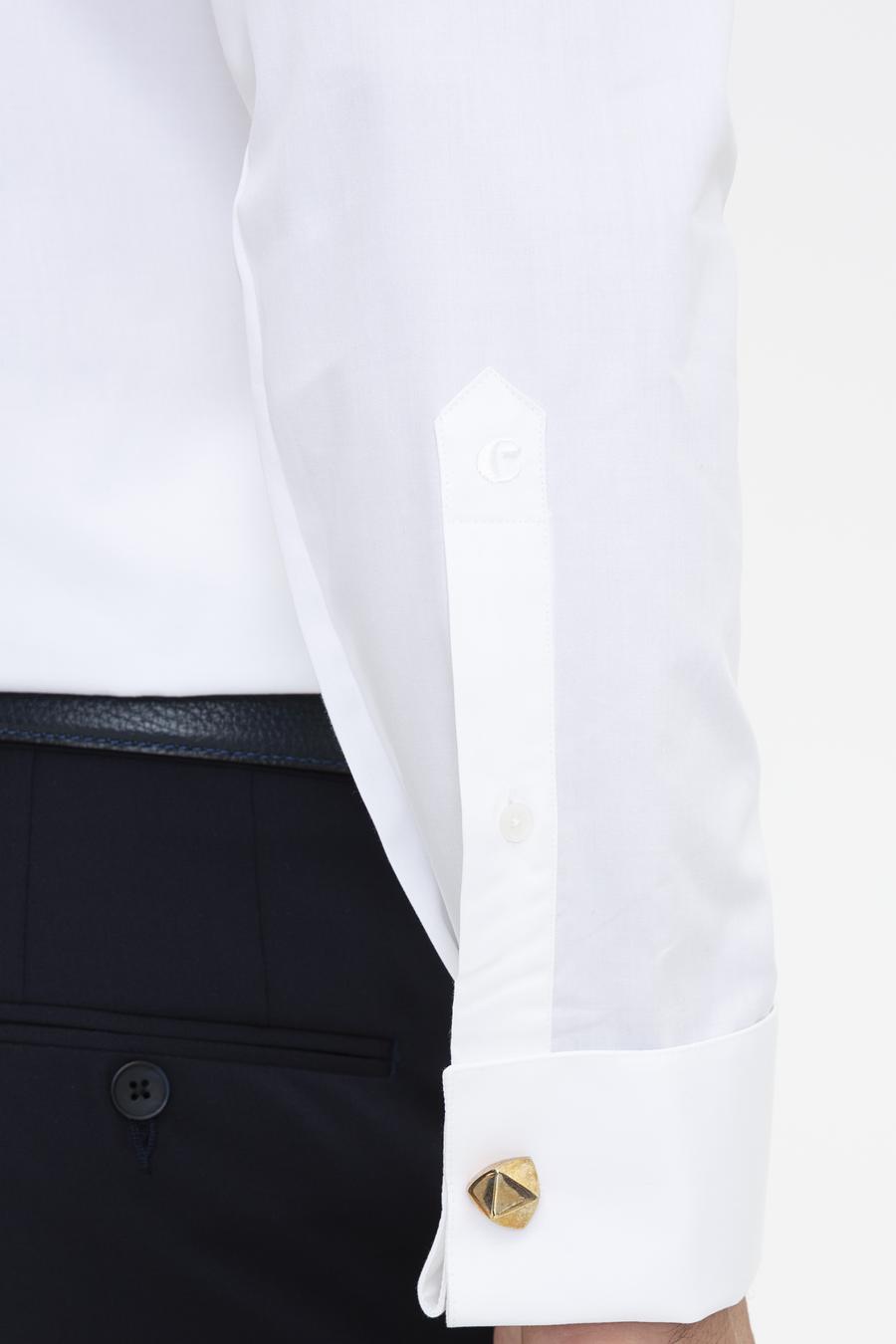 Beyaz Slim Fit Smokin Gömlek - 50235551007
