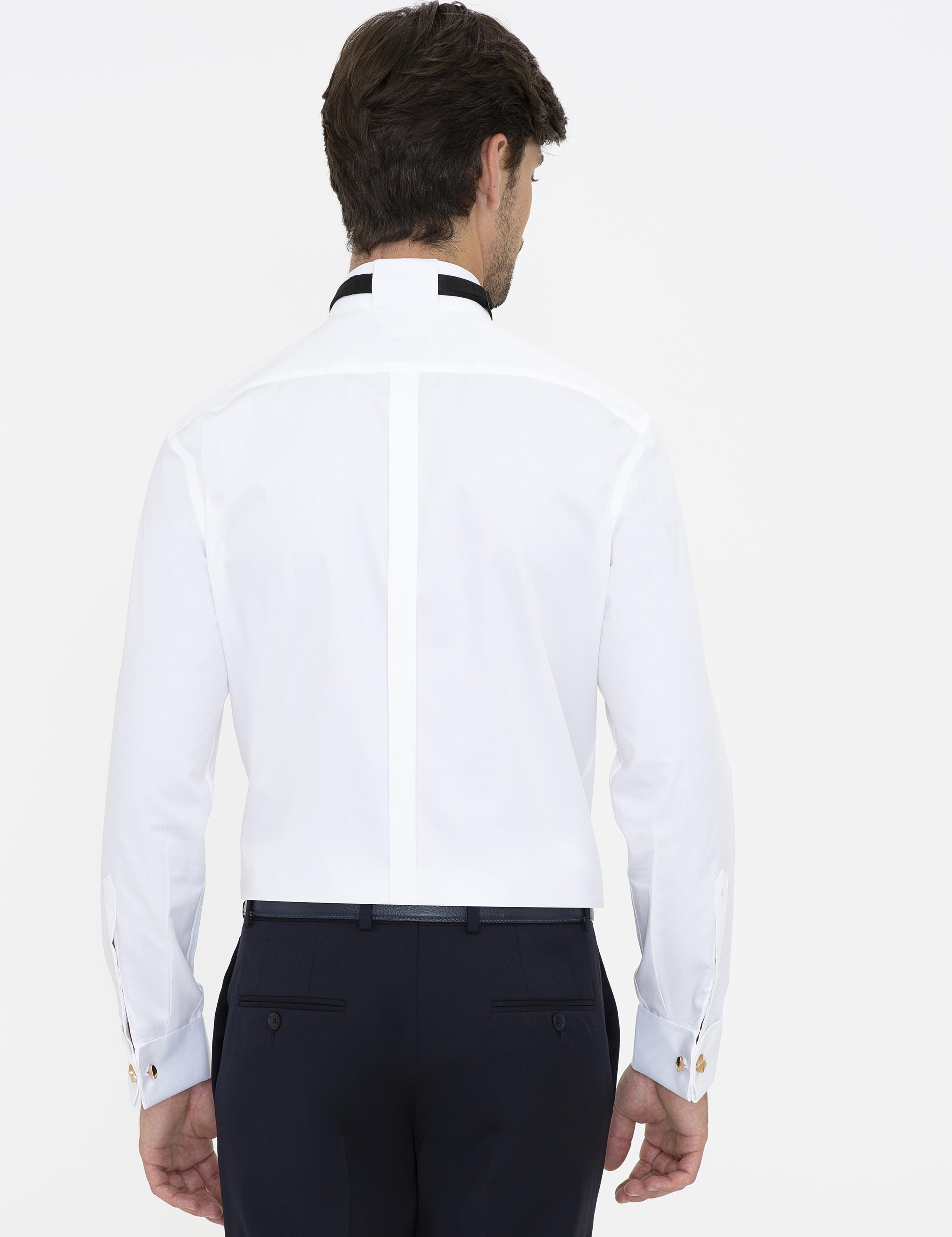 Beyaz Slim Fit Smokin Gömlek - 50235551007