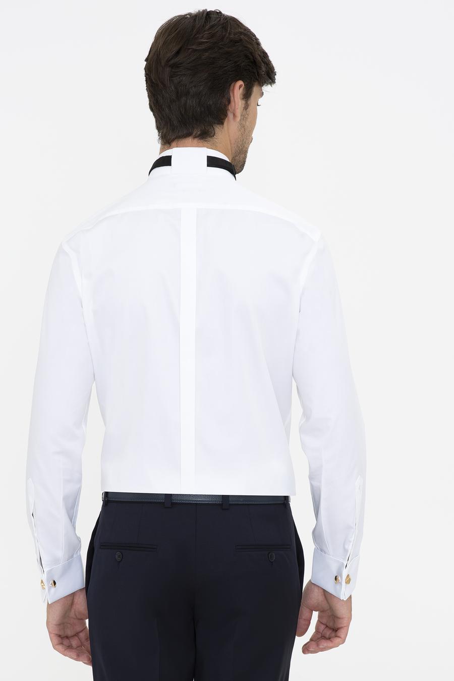 Beyaz Slim Fit Smokin Gömlek - 50235551007