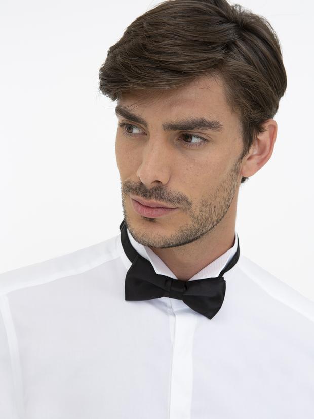 Beyaz Slim Fit Smokin Gömlek