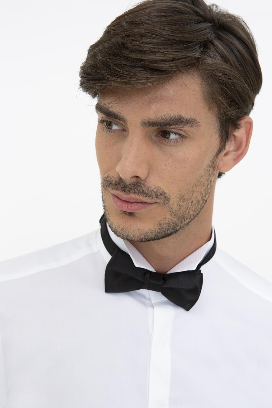 Beyaz Slim Fit Smokin Gömlek - 50235551007