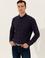 Lacivert Keten Karışımlı Slim Fit Uzun Kollu Gömlek