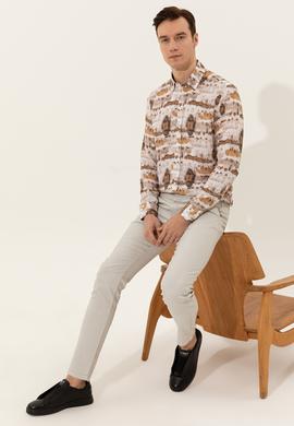 Bej Slim Fit Kanvas Pantolon