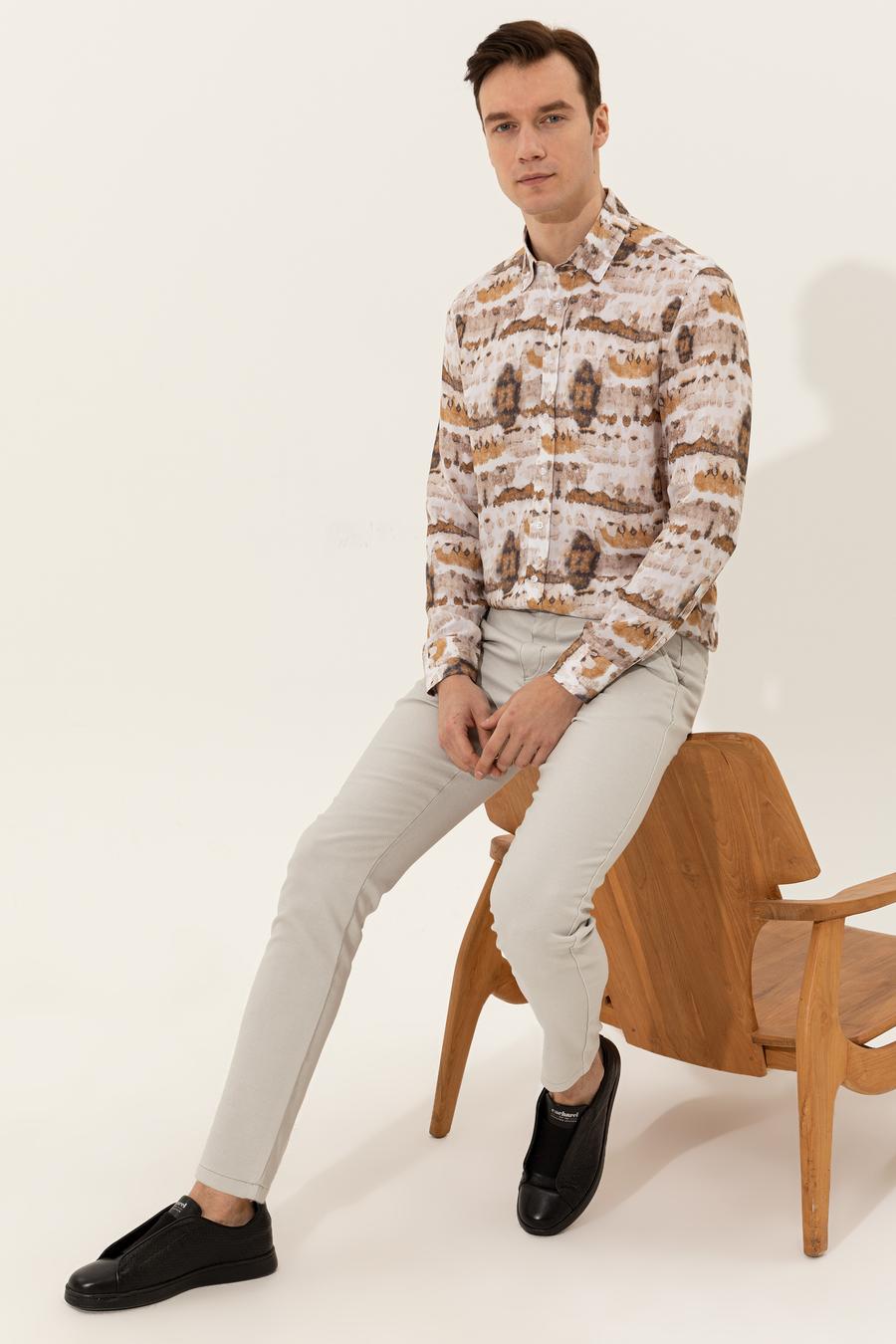 Bej Slim Fit Kanvas Pantolon - 50255855038