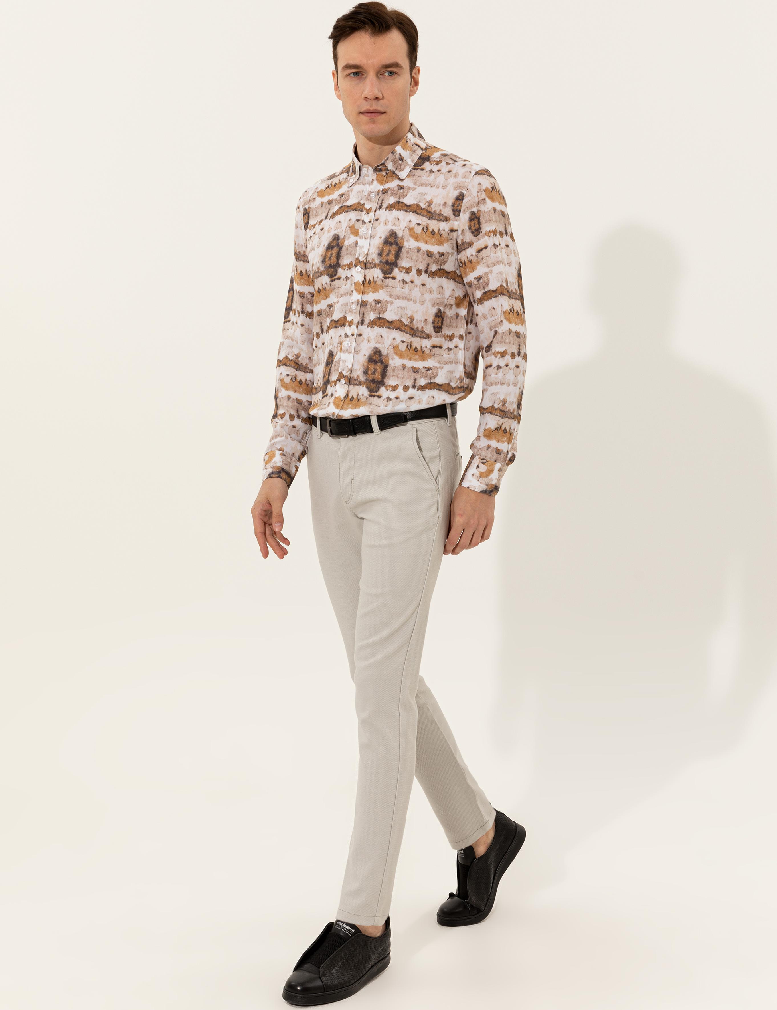 Bej Slim Fit Kanvas Pantolon - 50255855038
