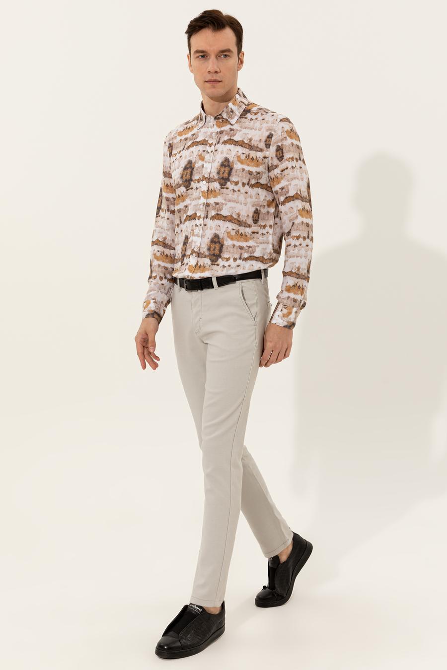 Bej Slim Fit Kanvas Pantolon - 50255855038