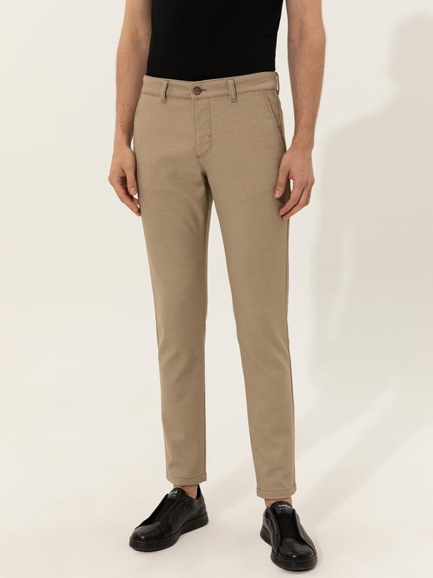 Camel Slim Fit Kanvas Pantolon