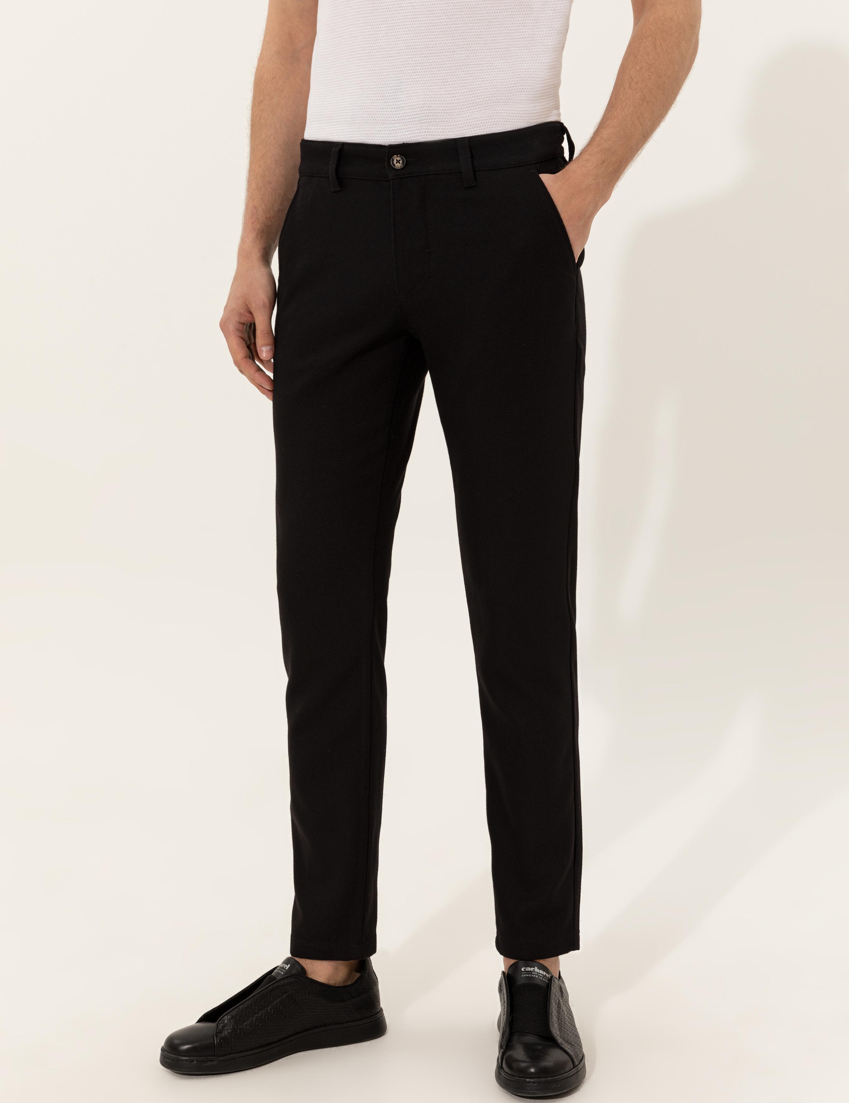Siyah Slim Fit Kanvas Pantolon - 50255855188