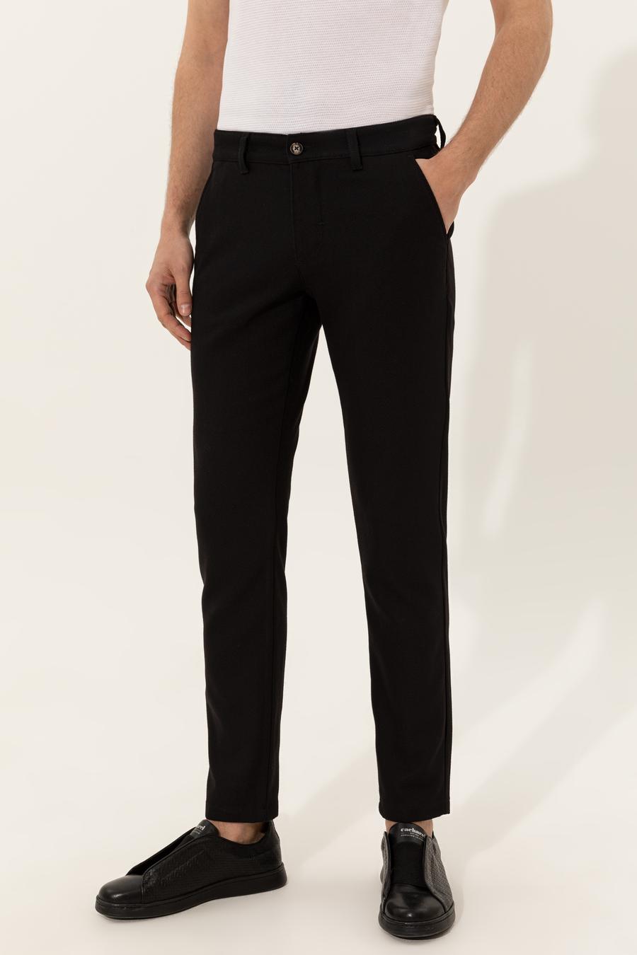 Siyah Slim Fit Kanvas Pantolon - 50255855188