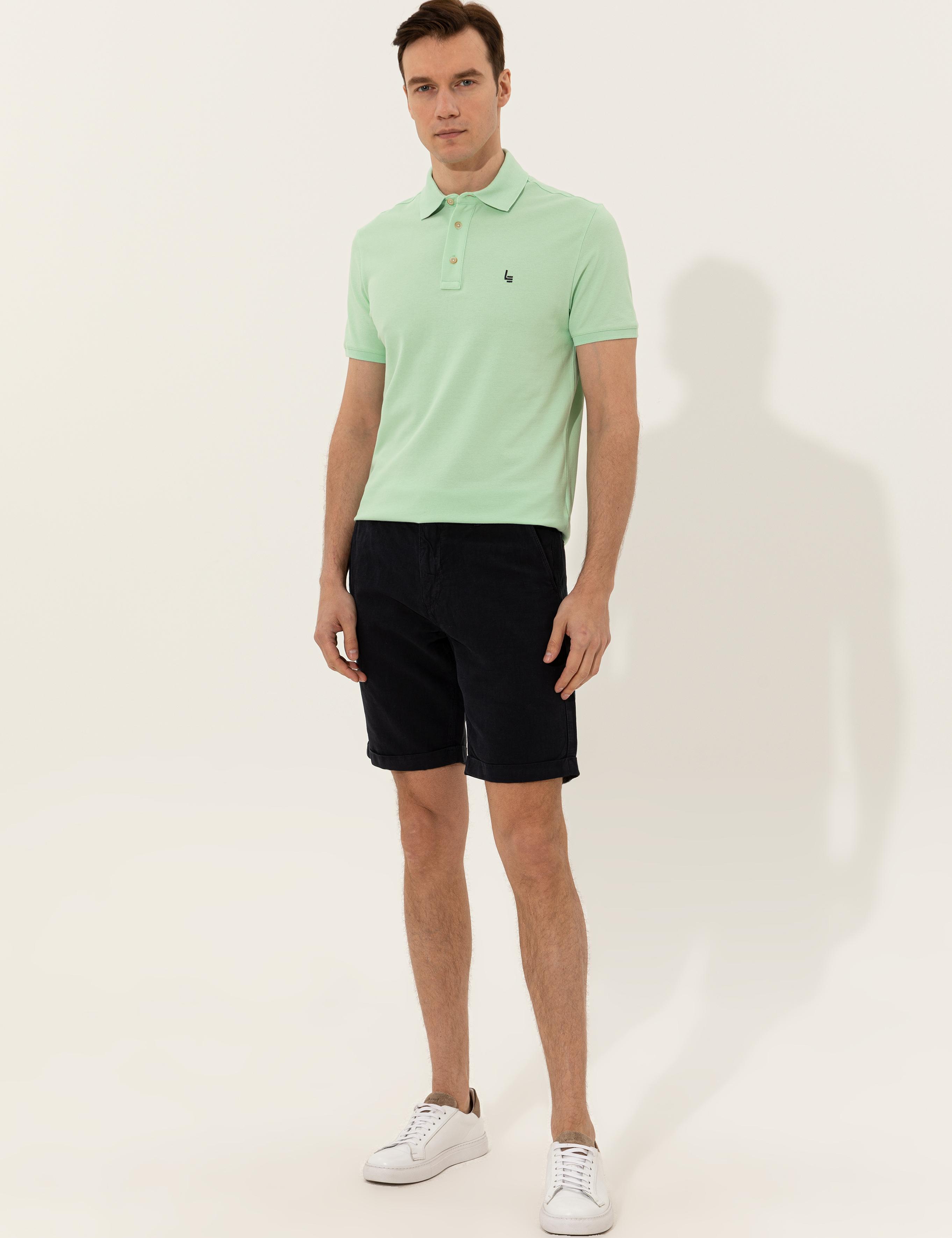 Su Yeşili Polo Yaka Slim Fit Basic T-Shirt - 50250189038