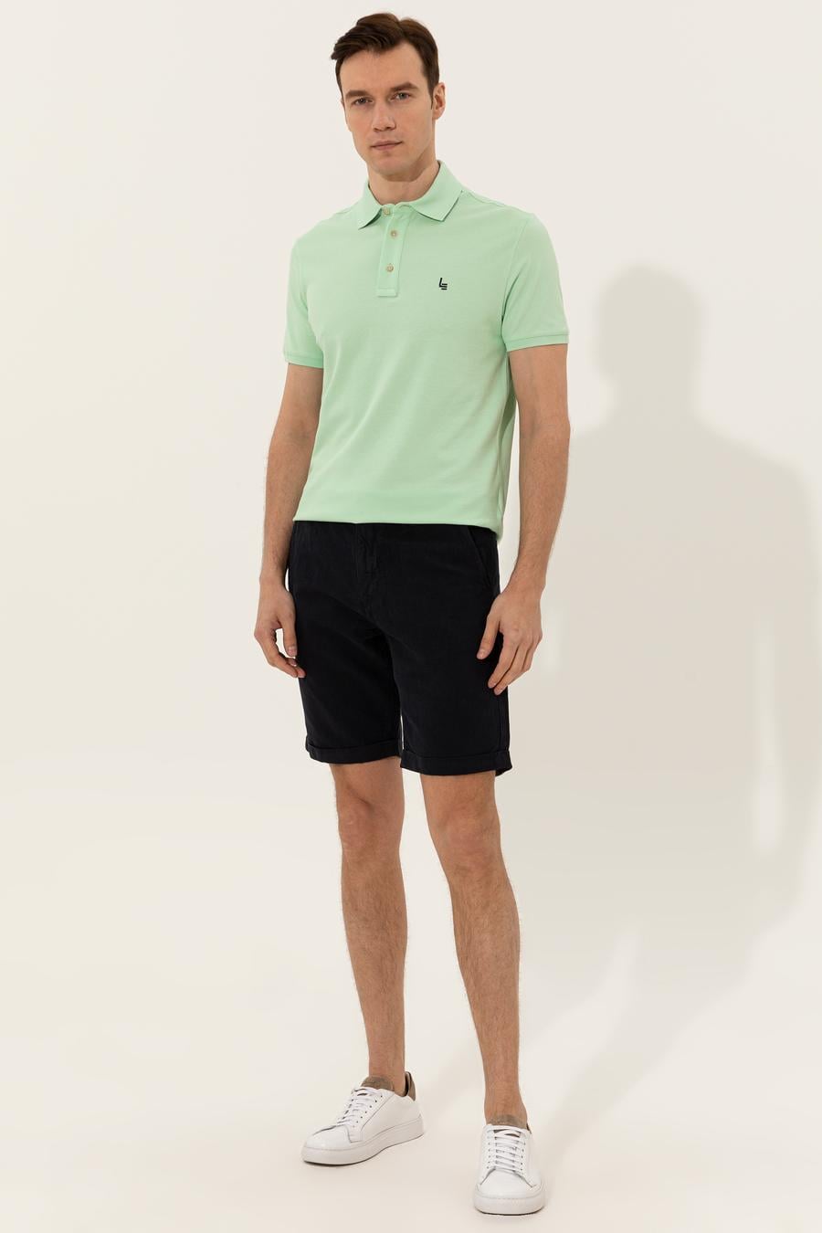 Su Yeşili Polo Yaka Slim Fit Basic T-Shirt - 50250189038