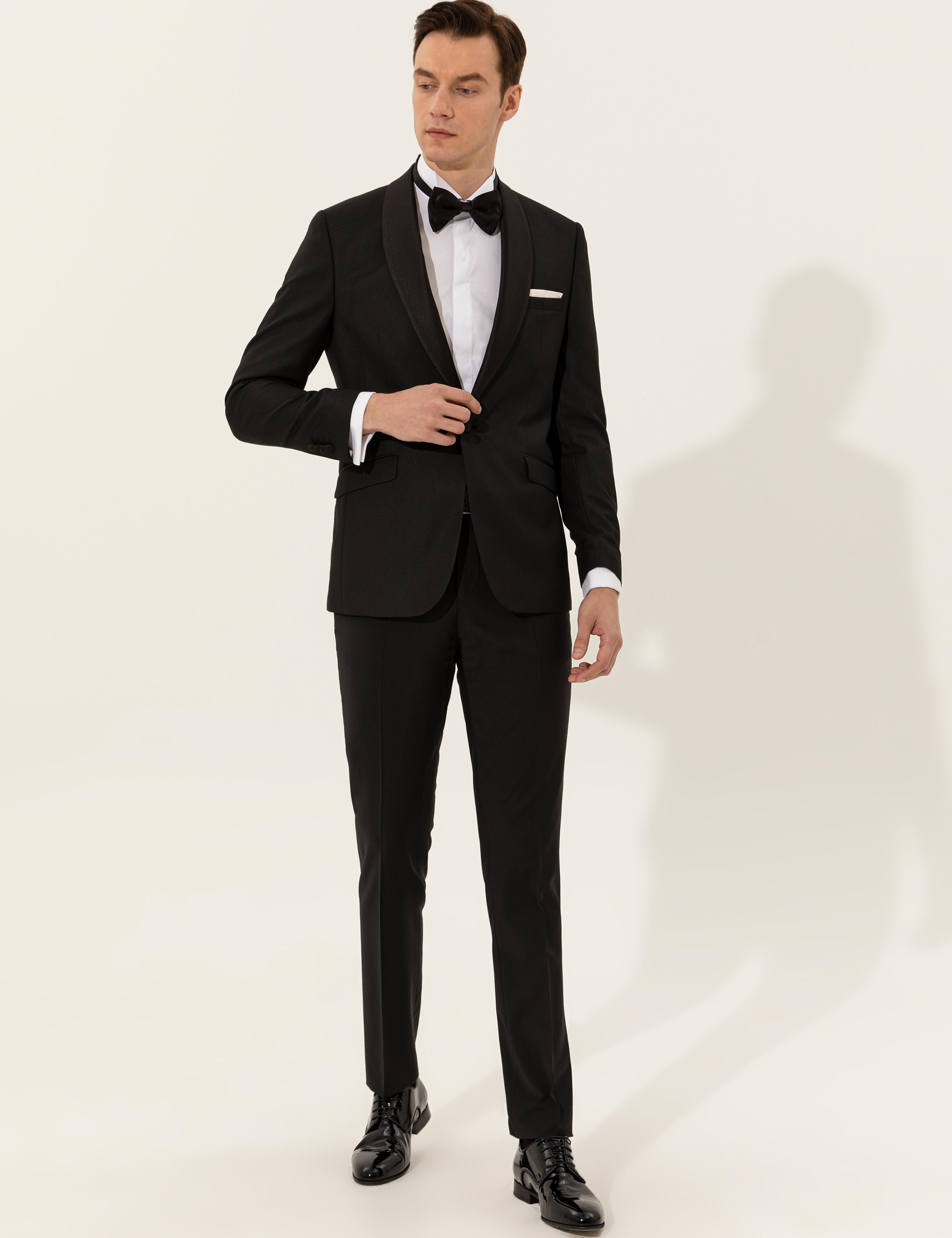 Siyah Slim Fit Smokin Damatlık - 50251817008