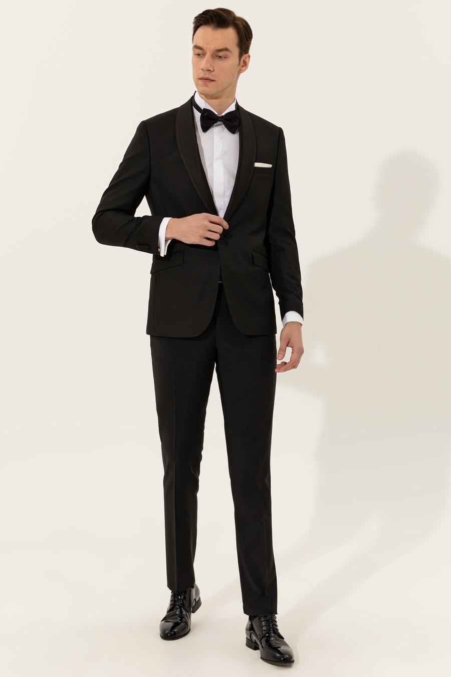 Siyah Slim Fit Smokin Damatlık - 50251817008