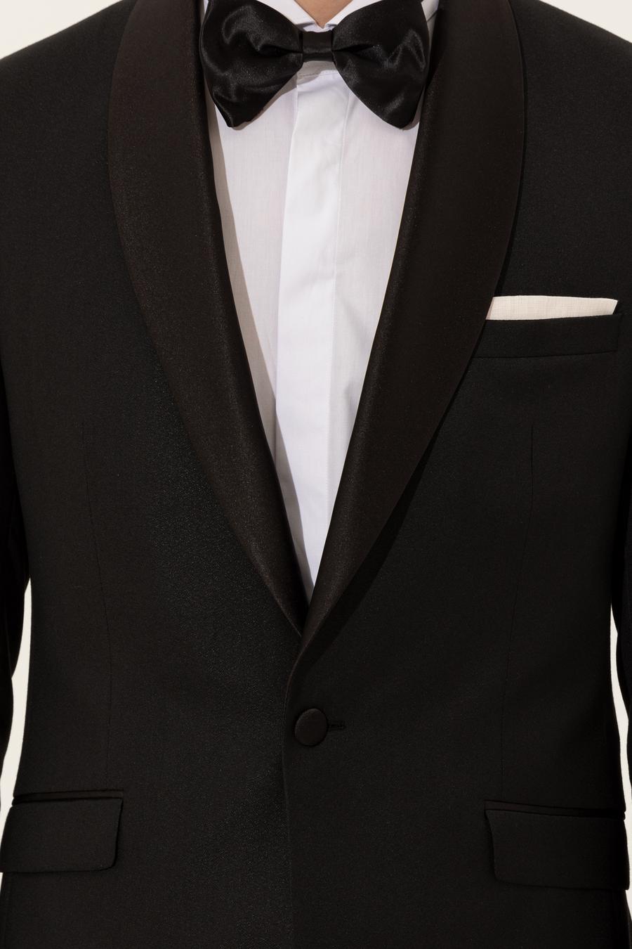 Siyah Slim Fit Smokin Damatlık - 50251817008