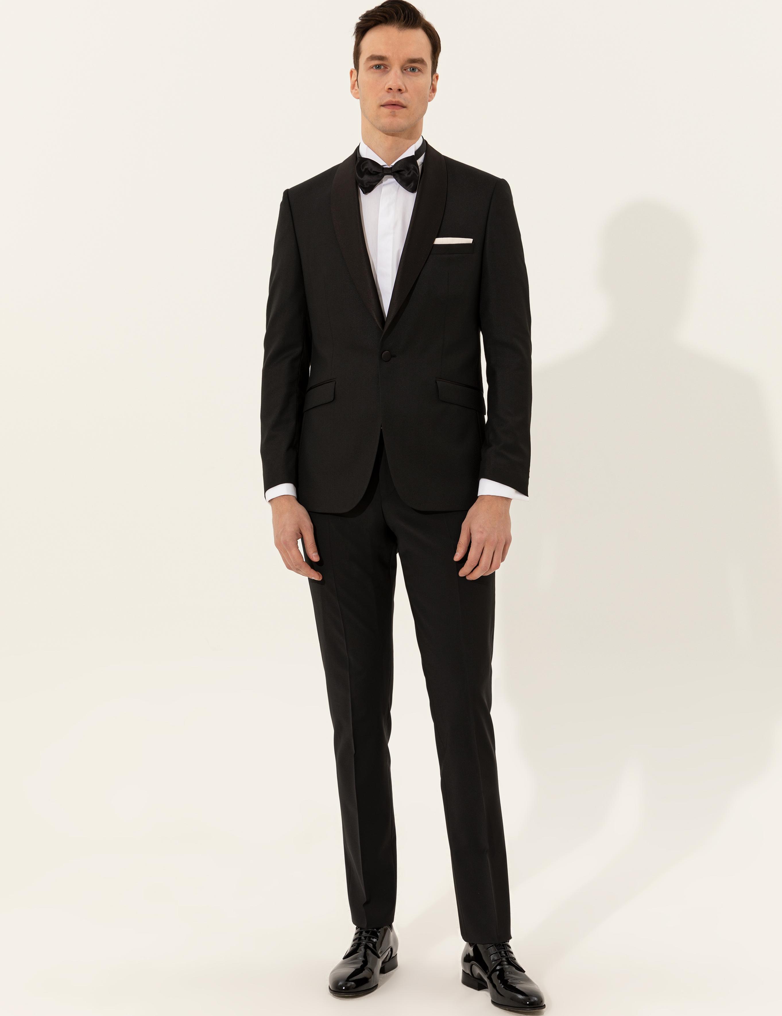 Siyah Slim Fit Smokin Damatlık - 50251817008