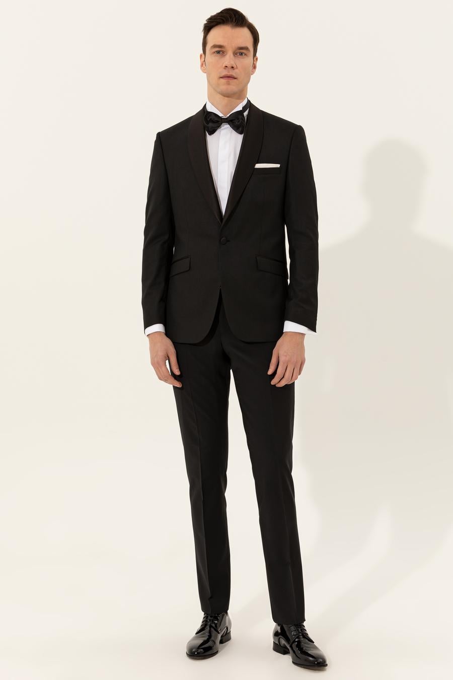 Siyah Slim Fit Smokin Damatlık - 50251817008
